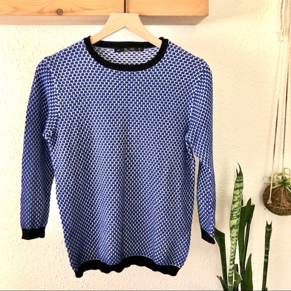 Zara blue/white seed stitch sweater - Picture 1 of 5